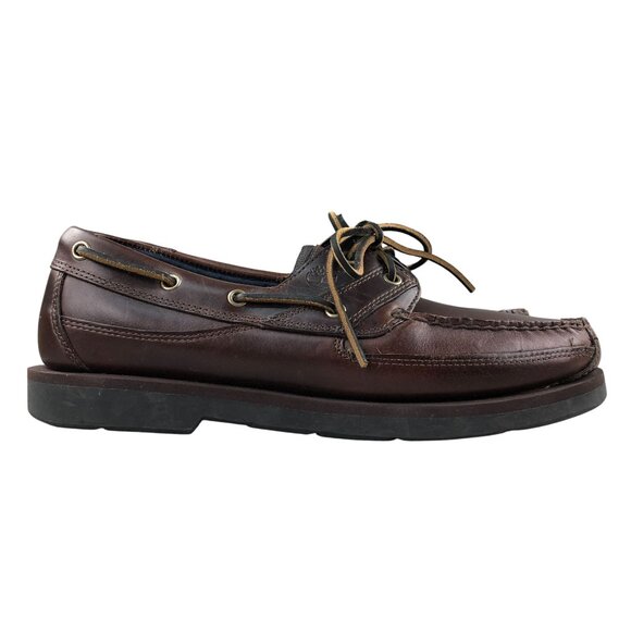 Timberland Men's Size 10M Brown Genuine Leather Lace-Up Boat Shoe Loafers Shoes - Picture 1 of 16